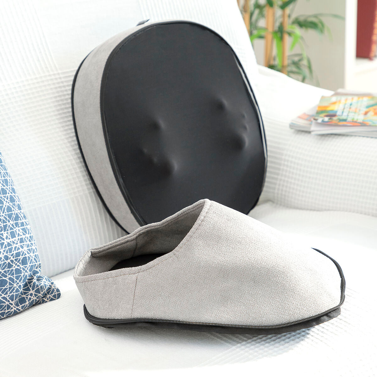 2-i-1 shiatsu värmemassager öppen och stängd vy
