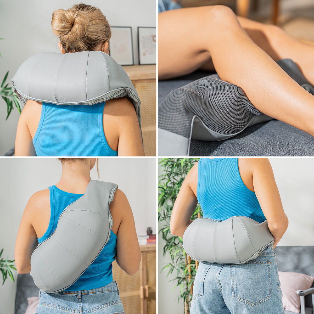 Shiatsu-massageapparat med infraröda LED-lampor aktiverade, produktbild