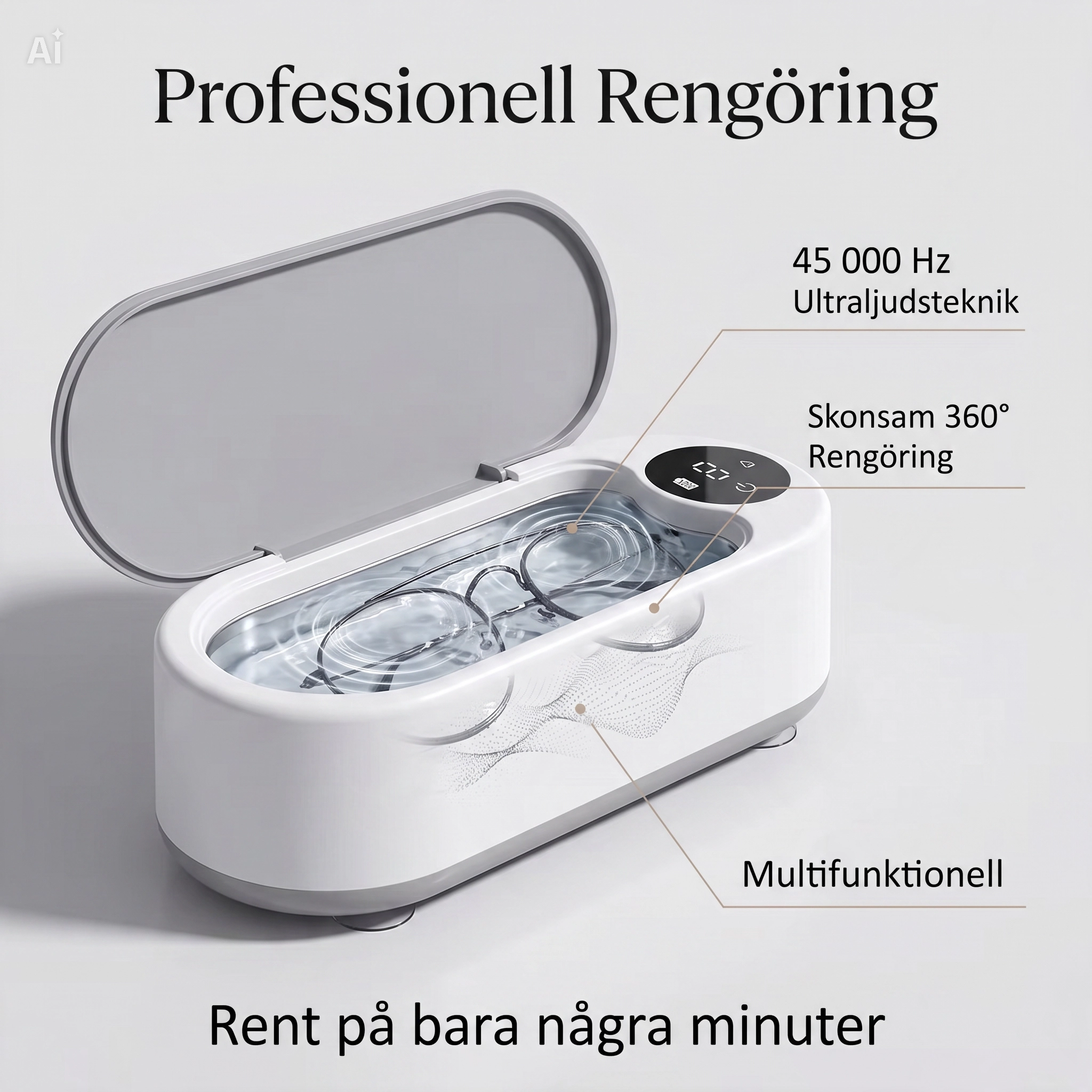 Ultraljuds Glasögonrengörare – Djuprengör på 3 minuter
