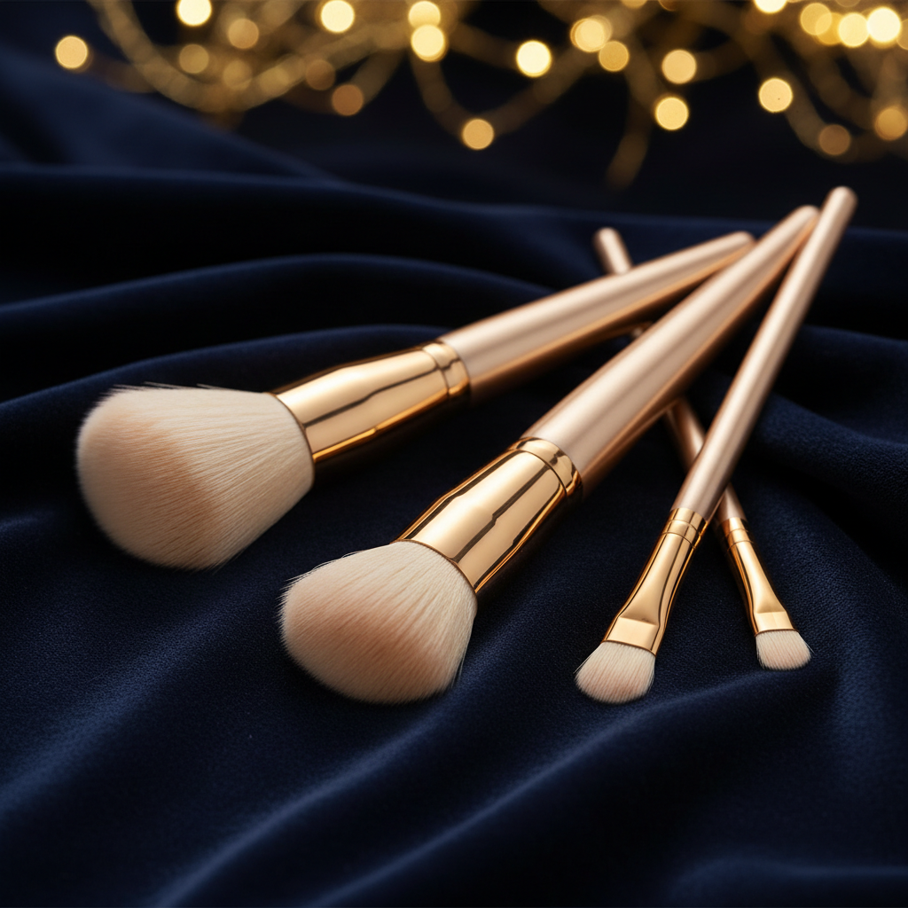 Professionella sminkborstar i champagne 4-pack
