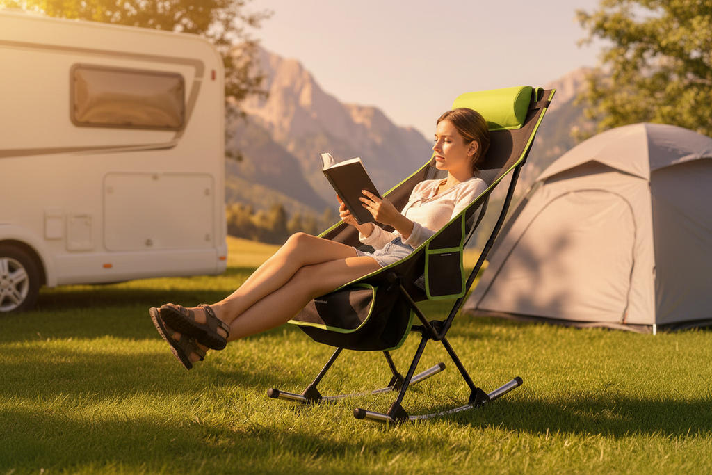 Camping-gungstol lifestyle utomhus golden hour